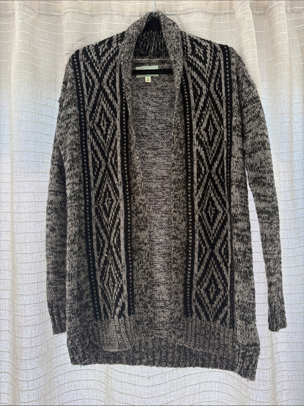ruby moon Black and Gray Open-Front Patterned Cardigan